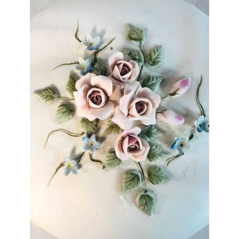 Vtg Lefton Capodimonte Trinket Box Lidded Jar China Jewelry Box Floral Details - Picture 2 of 7